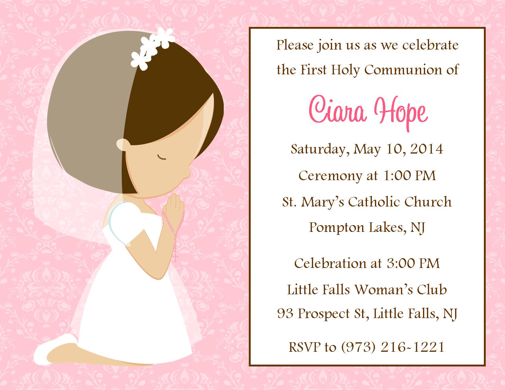 First Communion Invitation - Girl (Digital File) | sweetdesignsbyregan