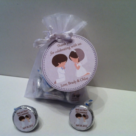 first communion favor bag set twins/cousins | sweetdesignsbyregan