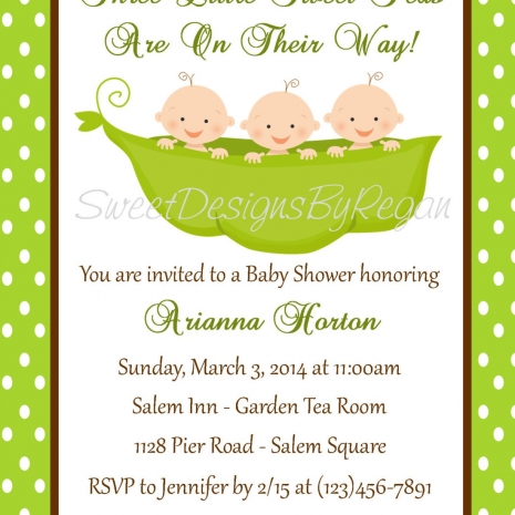 Triplet Baby Shower Invitation