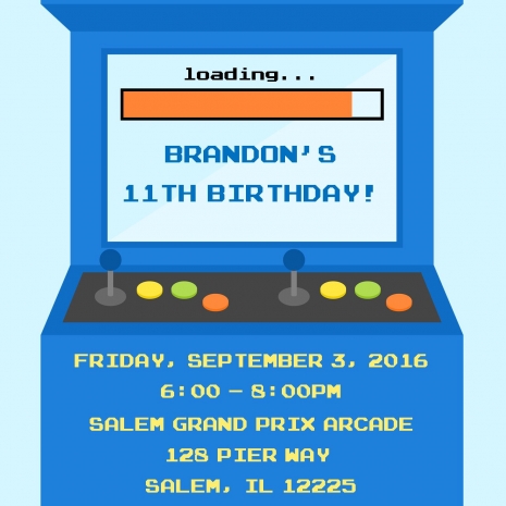 Aracde Birthday Party Invitation