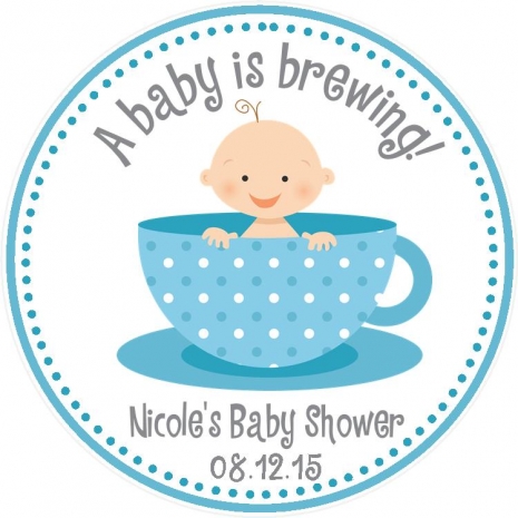 A baby is brewing - Favor Tag - Blue Design