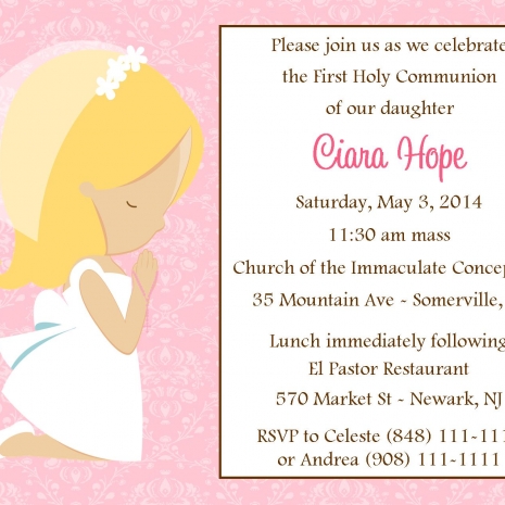 Firsr Communion Invitation Girl