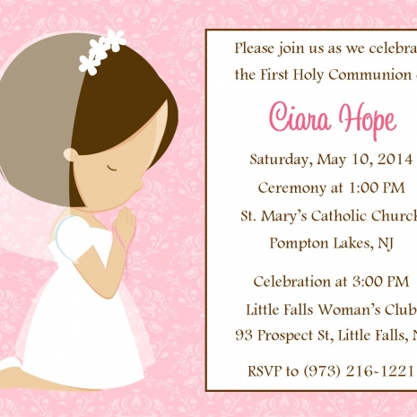 First Communion Invite Girl