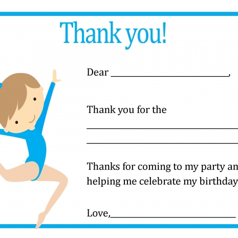 Blue Gymnastic Thank You card