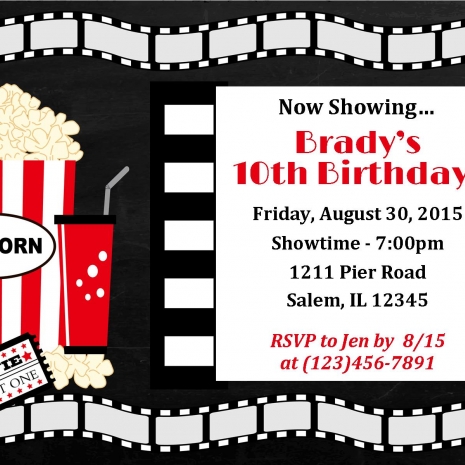 Movie Night Birthday Invitation