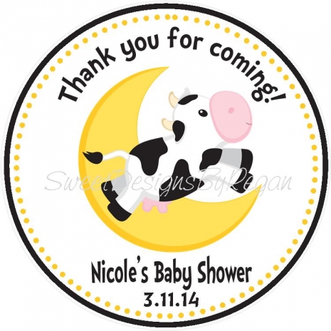 Cow jumped over the moon favor tag