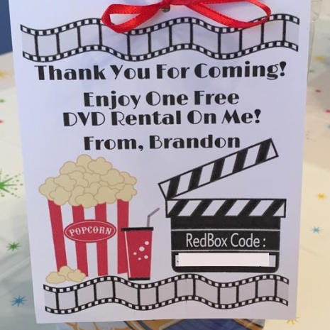 Redbox Birthday Favors