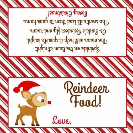 Reindeer Food Treat Bag Topper - Printable File