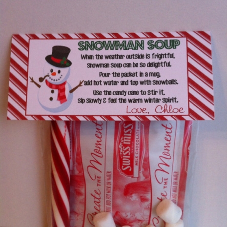 Snowman Soup Treat Bag Topper
