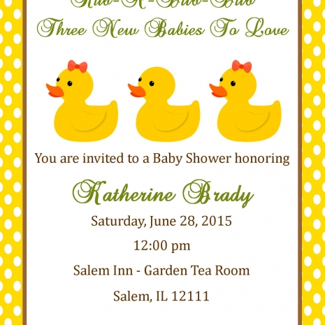 Triplet Shower Invitation