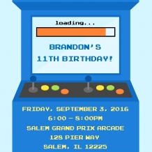 Aracde Birthday Party Invitation
