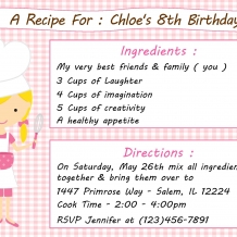 Kid's Baking Birthday Invitation