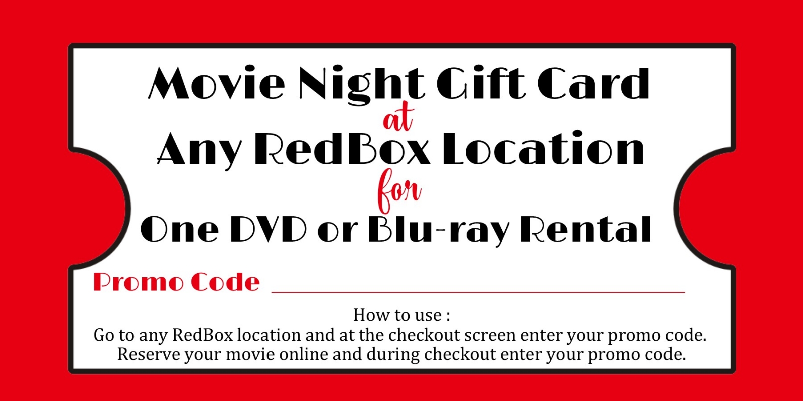 Redbox Gift Card Printable Free