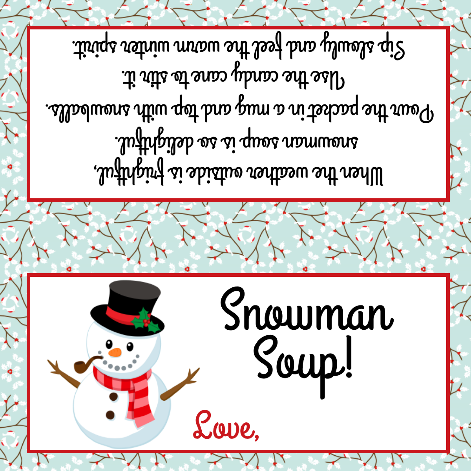 Snowman Soup Treat Bag Topper sweetdesignsbyregan