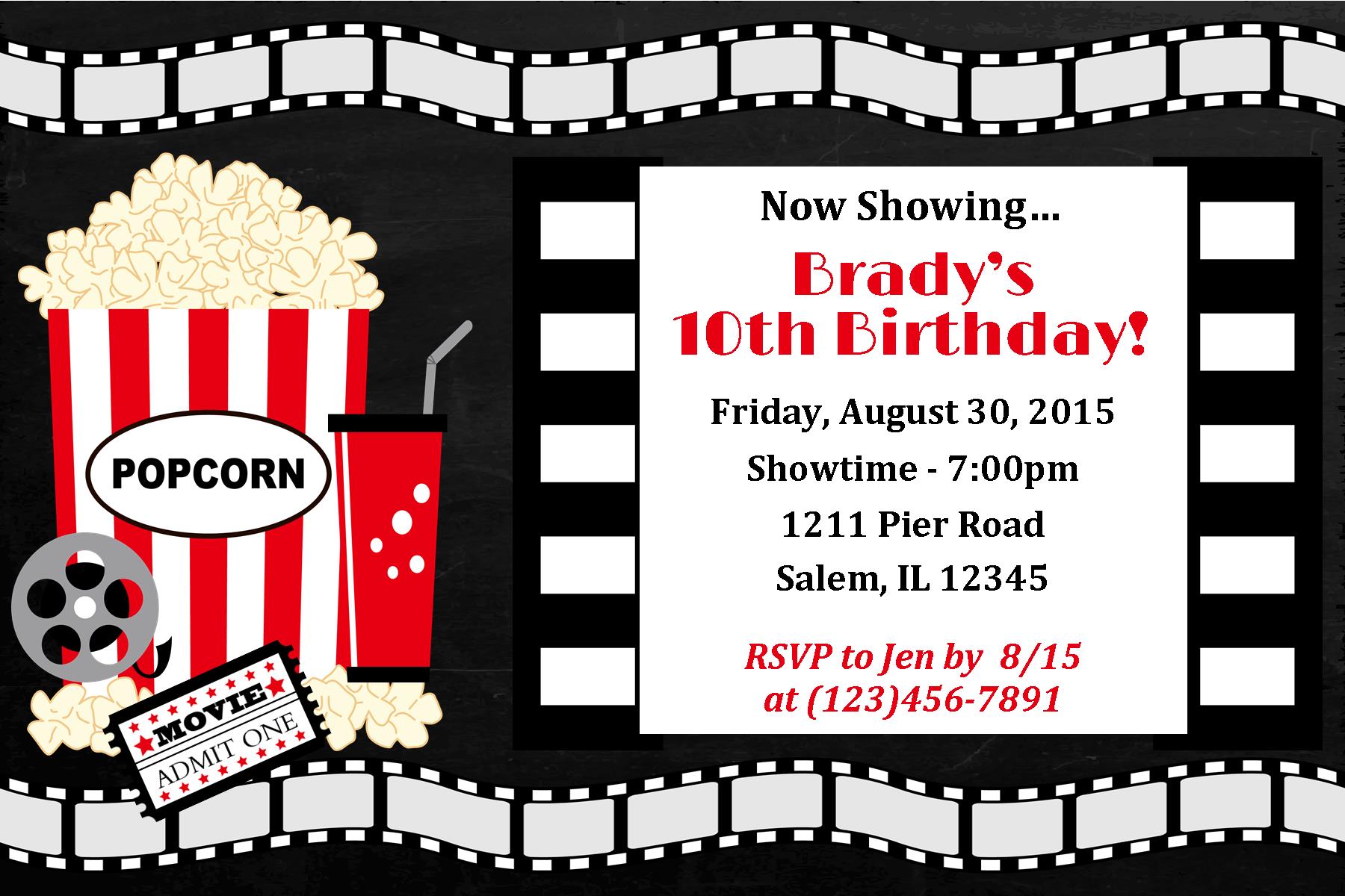 Movie Night Invitation Movie Night Birthday Movie Birthday Invite 