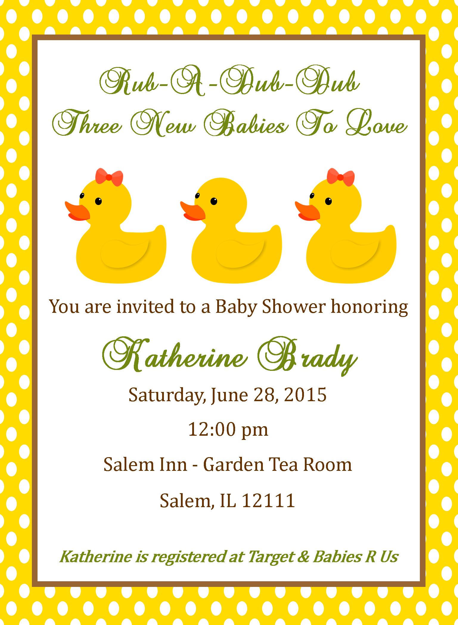 triplet baby shower invitations